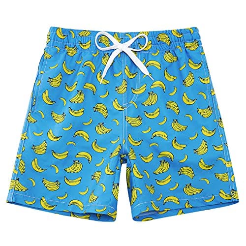 Cozople Boy Blue Swim Trunks Funny Banana Graphic Bathing Suit Swimwear Quick Dry UPF50+ Beach Boardshorts for Casual Homewear Workout Swimsuit Size 6