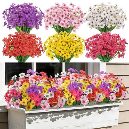 Besteek 24 Pcs Artificial Flowers for Outdoors Decoration, Mixed Color