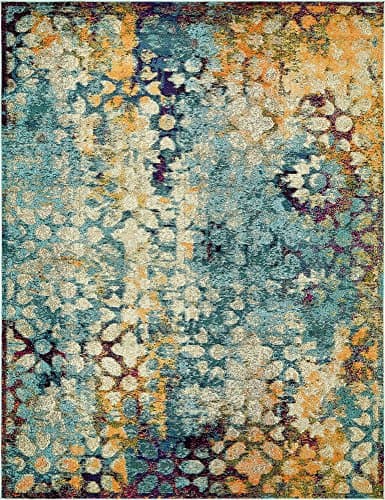 Unique Loom Vita Collection Tr...Rectangular, Turquoise/ Ivory)