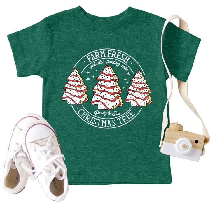 Toddler Christmas Shirts Girls Boys Christmas Tree Cake T Shirt Kids Xmas Tee Short Sleeve Tops