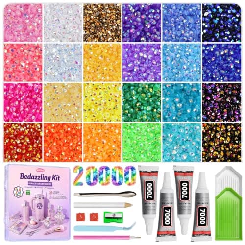 Redtwo 4mm 20000Pcs Bedazzling Kit with Rhinestones