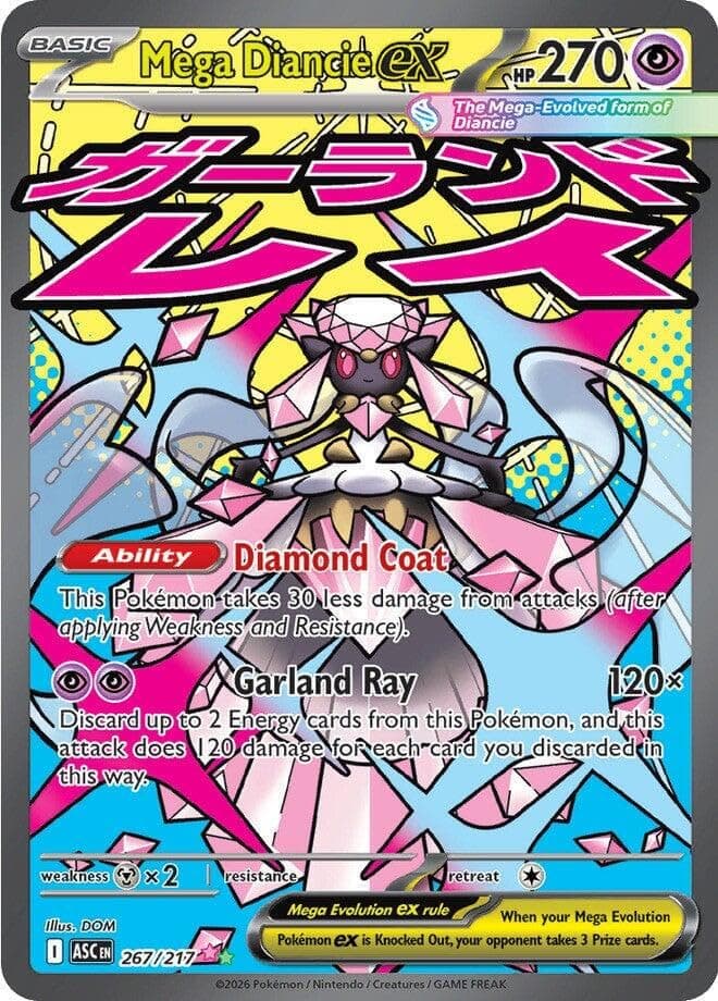 Pokemon - Mega Diancie ex 2671/217 - Ascended Heroes - Full Art - Attack Rare - Foil - Single Card
