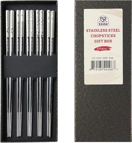 52USA Stainless Steel Chopstic...Stick Ideal for Sushi, Noodles