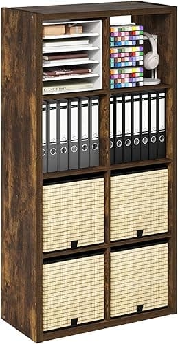 Furinno Cubicle 8-Cube Book Sh...ck Frame Bookshelf, Amber Pine