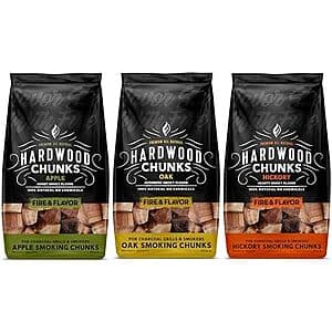 $19.99* | 3-pk Fire & Flavor Premium Wood Chunk Bundle for Smokers (Oak, Apple, Hickory) at Amazon
