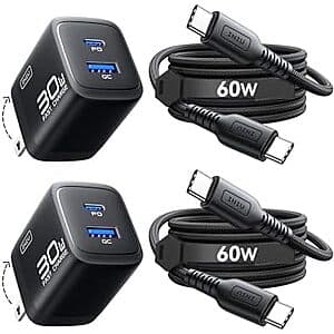 [AC] $8.40* | 2-Pack INIU Up to 30W PD Fast Charging USB-C Charger Block (USB-C + USB-A; Black) at Amazon