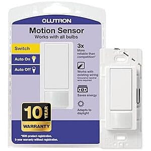 $15.77* | Lutron Maestro Motion Sensor Light Switch (2-Amp Single Pole) at Amazon