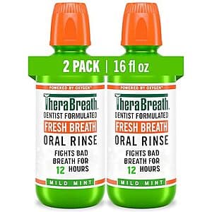 Select Accounts: 2-Pk 16-Oz TheraBreath Fresh Breath Oral Rinse (Mild Mint) $7.40 w/ S&S