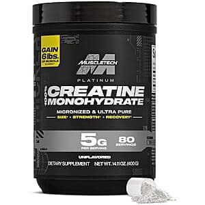 [SnS, AC] $11.99 | 80-Servings MuscleTech Platinum Creatine Monohydrate Powder (Unflavored) at Amazon