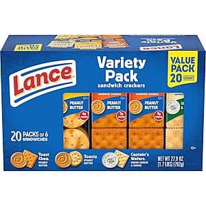20-Pk 1.4-Oz Lance Sandwich Crackers (Variety Pack) 4 for $16.75 w/ S&S