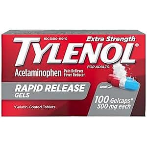 100-Ct Tylenol Extra Strength Acetaminophen Rapid Release Gels $5.85 w/ S&S