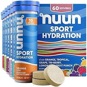 [SnS, AC] $13.92* | 6-Pk 10-Ct Nuun Sport Electrolyte Hydration Tablets (Mixed Flavors) at Amazon