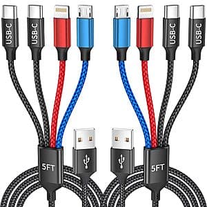 Amazon – IDISON 2-Pack 5' 4-in-1 Multi Charging Cables $7.60 w/ Code