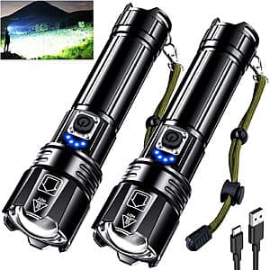 Amazon – AKNEAR 2-Pack Rechargeable LED Flashlights $18.99 w/ Code