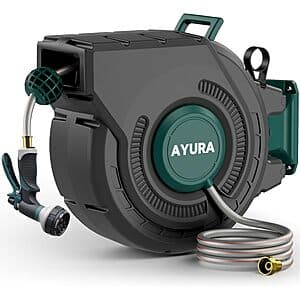 Amazon – AYURA 100' Retractable Garden Hose Reel $69.99 w/ Code + Deal