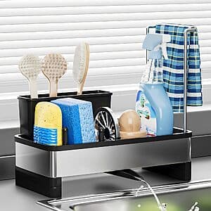 Amazon – 9.8" Stainless Steel Sink Caddy w/ Brush Holder & Towel Rack - $10.99 w/ Code
