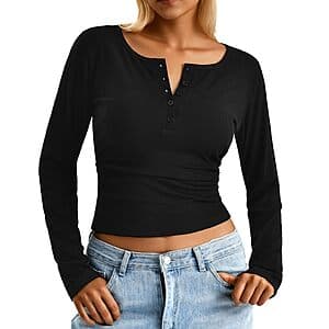 Amazon – CADITEX Women’s Long-Sleeve Henley Shirt - $3.99-$4.99 w/ Code