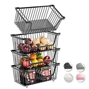 Amazon – GAOKASE 4-Pack Stackable Wire Storage Baskets - $19.24 w/ Code