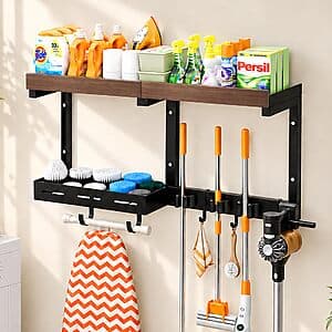 Amazon – Broom and Mop Organizer with Storage Basket – Wall-Mounted Holder - $26.99 w/ Code
