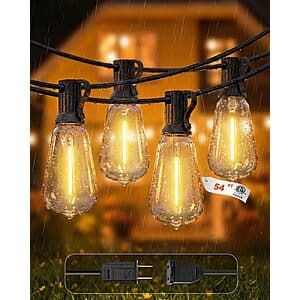 Amazon – ST38 Outdoor String Lights,54FT Waterproof LED Patio Lights Dimmable - $17.99 w/ Code