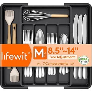 Lifewit Expandable Silverware / Utensil Kitchen Drawer Organizer $3