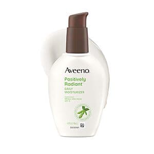 Aveeno Positively Radiant Daily Face Moisturizer with SPF 15 Sunscreen, Hydrating Face Lotion with Soy Extract to Improve Skin Tone  4 Fl Oz