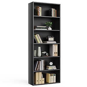 6-Tier Gianna Bookshelves Bookcase w/ Adjustable Shelves $36 + Free S&H