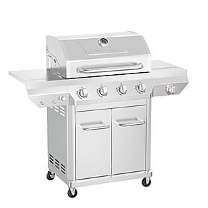 Nexgrill 4 Burner Stainless Steel Propane Gas Grill with Side Burner-$300 with FS Home Depot