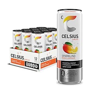 12-Pk 12-Oz Celsius Sparkling Sugar Free Energy Drink (Mango Lemonade) $14.25 w/ S&S