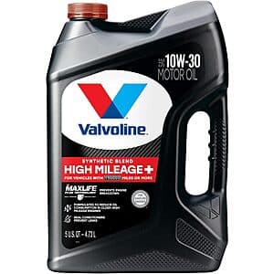 5-qt Valvoline Synthetic Blend High Mileage 150K Motor Oil (various) $21 & More