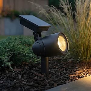 Harbor Breeze 30 -Lumens Matte Black Warm White Solar LED Spot light one_size | 43592 $4 at Lowe's