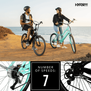 Hyper Bicycles E-Ride 26-Inch Ladies Electric Cruiser Bike with 250W Motor in Turquoise $398