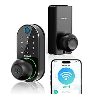DESLOC D212 Fingerprint Door Knob with WiFi, Smart Keypad Lock for Bedroom, Office & Apartment $49.99