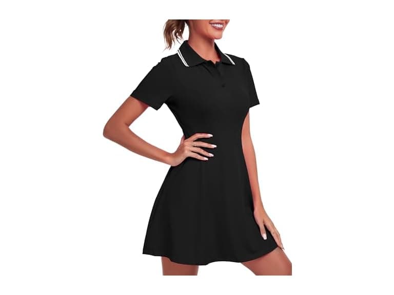 Fkeep Women Golf Dress Tennis Dresses (Black Dress