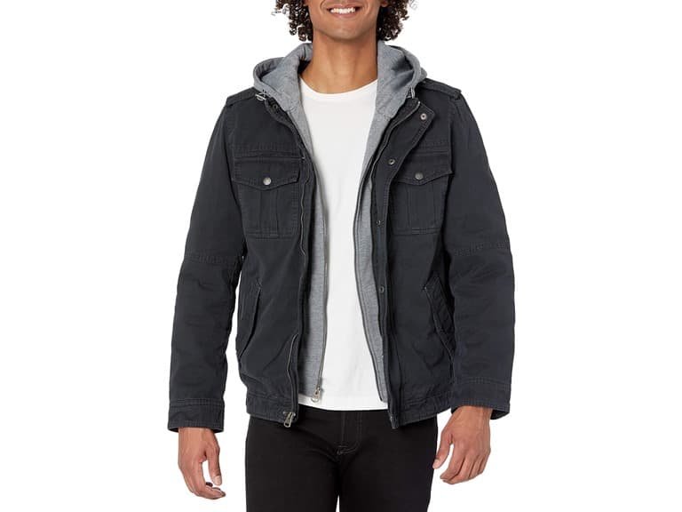 Levi's Men (S) Washed Cotton Hooded Military Coat