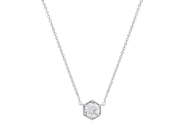 Hexagon 6 Prong Moissanite Necklace