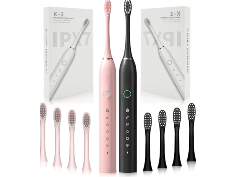 2-Pack Rechargeable Electric Toothbrushes 8 Brush