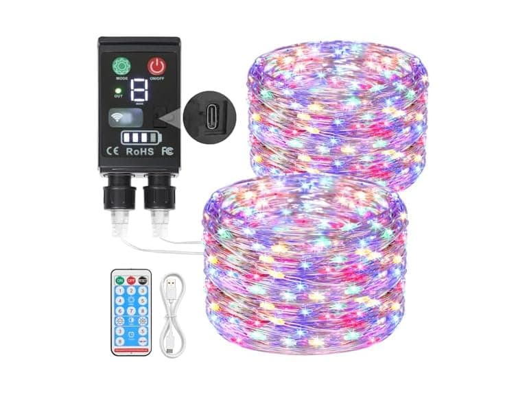 Lakumu 2-in-1 Rechargeable Fairy Lights Battery Operated