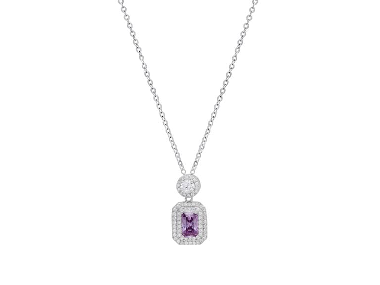 Violet Emerald Cut Diamond Necklace