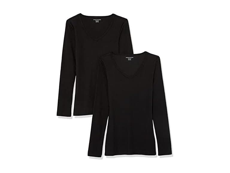 Amazon Essentials Women's 2-Pack V-Neck Knit Rib