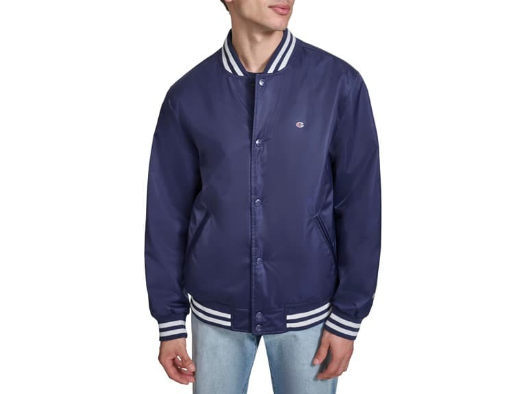 Champion Men (M) Striped-trim Jacket Peacoat