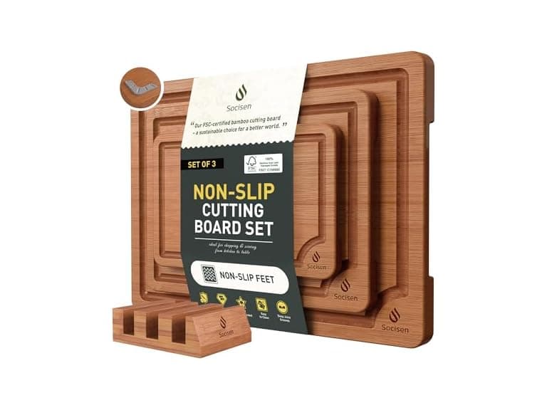Socisen 3-Pack Bamboo Cutting Board Set