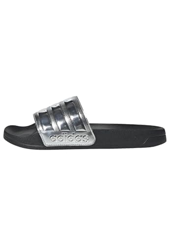 adidas Unisex-Adult Adilette Shower, Black/Silver Metallic/Silver Metallic, 10