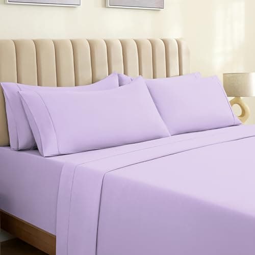 LuxClub 6 PC Queen Sheet Set, ... Silky Soft - Periwinkle Queen