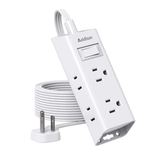 Addtam Flat Plug Power Strip with 6 Outlet Extender, 10 FT Extension Cord Flat Wall Plug with Multiple Outlets, No Surge Protector for Cruise Ship, Travel, Dorm, Home Office, Cruise Essentials, White