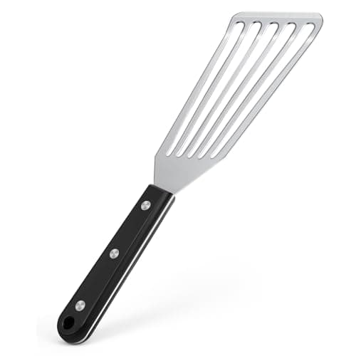 Newness Metal Fish Turner Spatula Stainless Steel for Kitchen Use, Small Griddle Egg Spatula, Flexible, Polished Metal, Corrosion Resistant, Kitchen Slotted Turner with Thin Edge Ideal for Turning,11"
