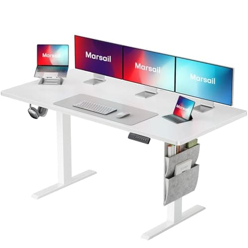 Marsail Standing Desk,Home Off...one Hook,Cable Organizer,White