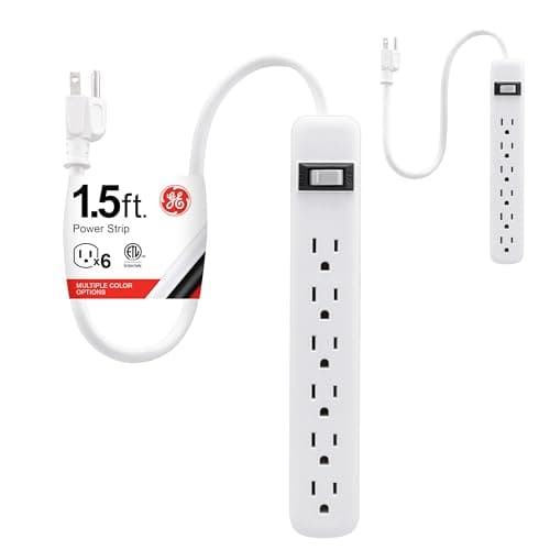 2-Pack GE 6-Outlet Power Strip w/ 1.5' Cord (White) $9.10 + Free Shipping w/ Prime or on $35+