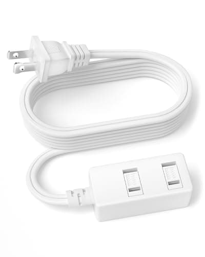 Indoor Extension Cord 12 Ft - White 2-Prong Power Strip with 3 Polarized Outlets & Safety Slide Windows, 16/2 AWG, 13A/1625W for Home, Office & Travel