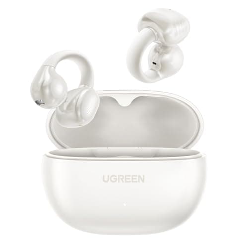 UGREEN HiTune S3 Open Ear Earbuds Bluetooth 5.4 Clip On Wireless Headphones ENC Mic for Clear Calls 30H Playtime IPX5 Waterproof Earphones for Running Workout, Cyclists, Compatible with iPhone, White